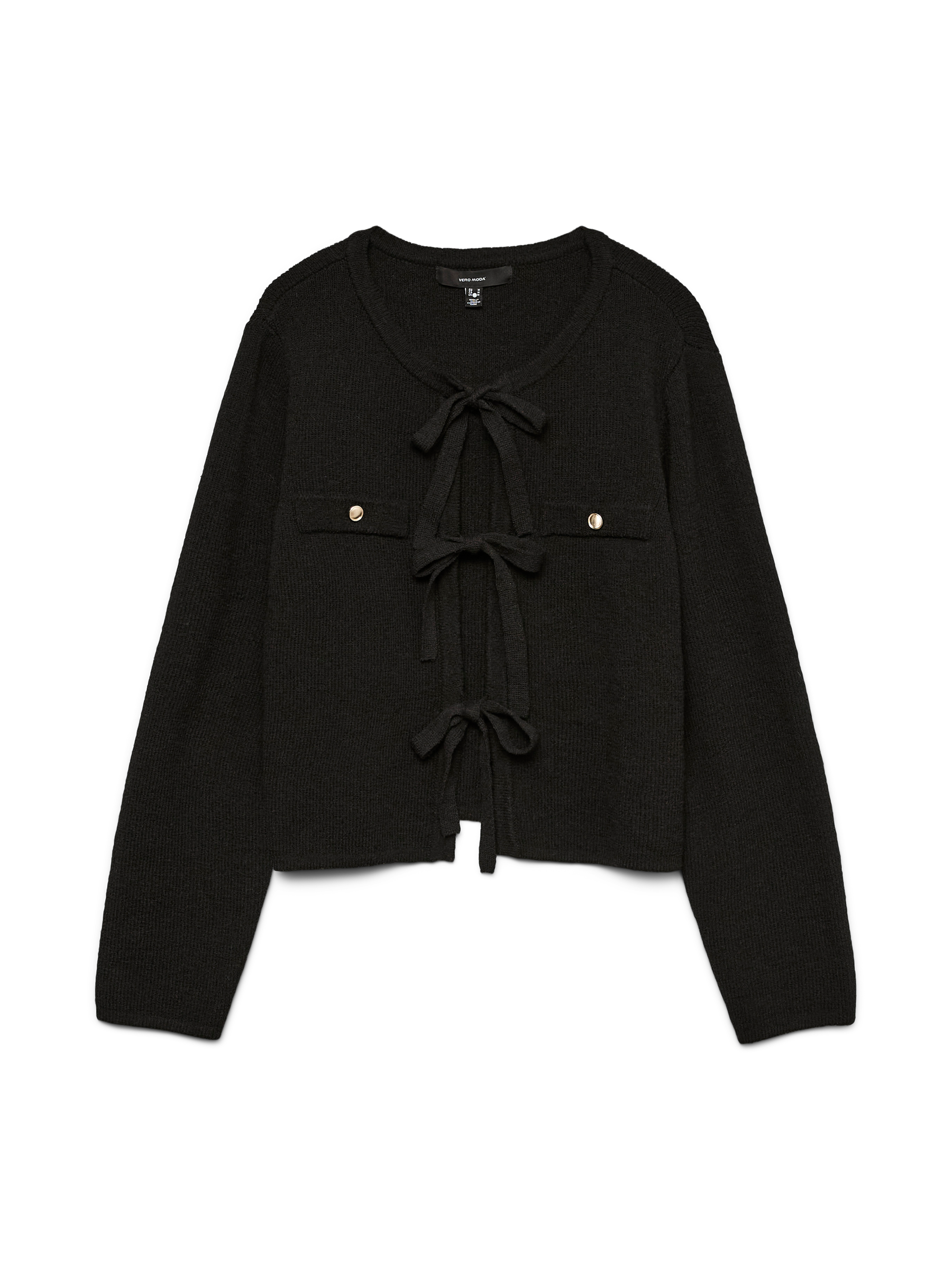 VERO MODA VMHILDUR bow cardigan in black - Image 3