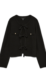 VERO MODA VMHILDUR bow cardigan in black - Image 3