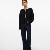 VERO MODA VMHILDUR bow cardigan in black - Image 4