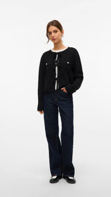 VERO MODA VMHILDUR bow cardigan in black - Image 4