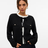 VERO MODA VMHILDUR bow cardigan in black - Image 5