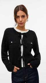 VERO MODA VMHILDUR bow cardigan in black - Image 5