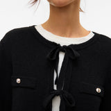 VERO MODA VMHILDUR bow cardigan in black - Image 6