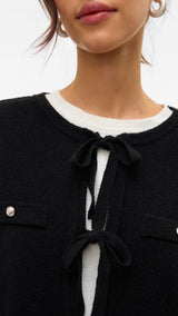 VERO MODA VMHILDUR bow cardigan in black - Image 6