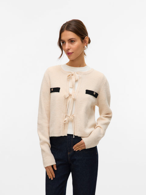 VERO MODA VMHILDUR bow cardigan in birch