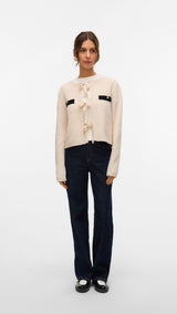 VERO MODA VMHILDUR bow cardigan in birch - Image 4