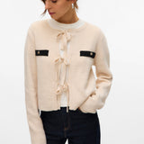 VERO MODA VMHILDUR bow cardigan in birch - Image 5