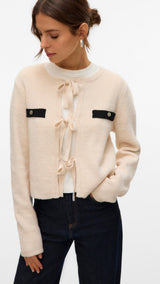 VERO MODA VMHILDUR bow cardigan in birch - Image 5