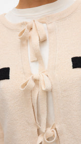 VERO MODA VMHILDUR bow cardigan in birch - Image 6