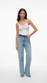 VERO MODA VMINGE lace singlet in bright white - Image 4