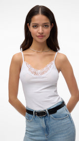 VERO MODA VMINGE lace singlet in bright white - Image 5