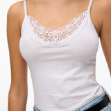VERO MODA VMINGE lace singlet in bright white - Image 6