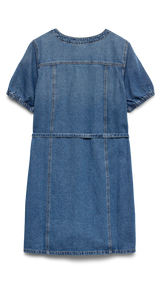 VERO MODA VMJANET v-neck short denim dress in medium blue - Image 4