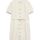 VERO MODA VMJANET v-neck short denim dress in snow white - Image 3