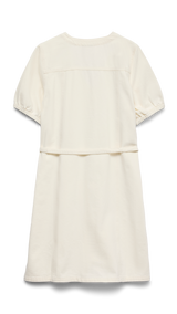 VERO MODA VMJANET v-neck short denim dress in snow white - Image 4