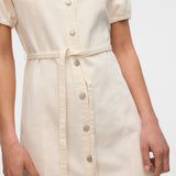 VERO MODA VMJANET v-neck short denim dress in snow white - Image 6
