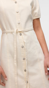 VERO MODA VMJANET v-neck short denim dress in snow white - Image 6