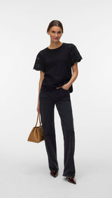 VERO MODA VMJASY o-neck top in black - Image 1