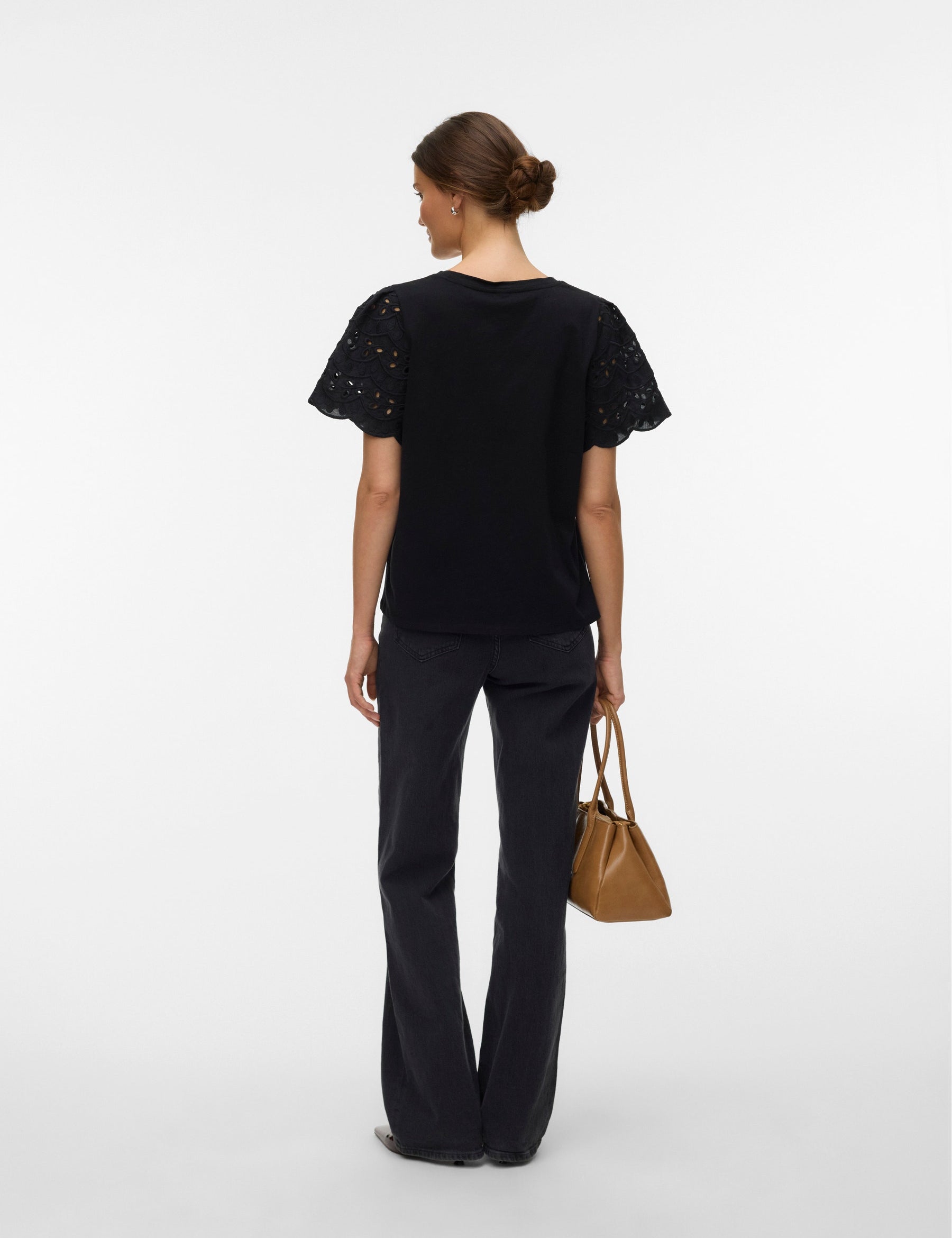 VERO MODA VMJASY o-neck top in black black lace - Image 2