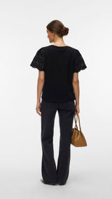 VERO MODA VMJASY o-neck top in black black lace - Image 2