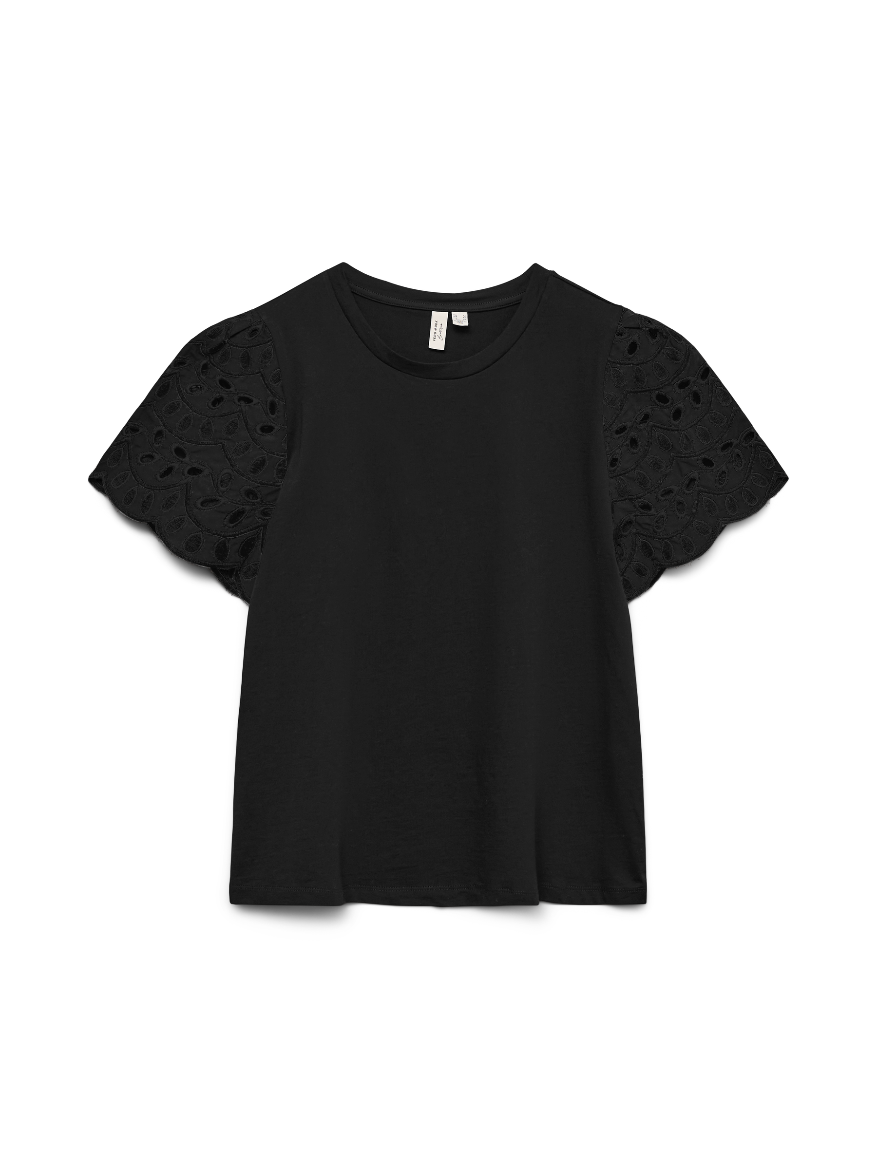 VERO MODA VMJASY o-neck top in black snow white contrast lace - Image 3