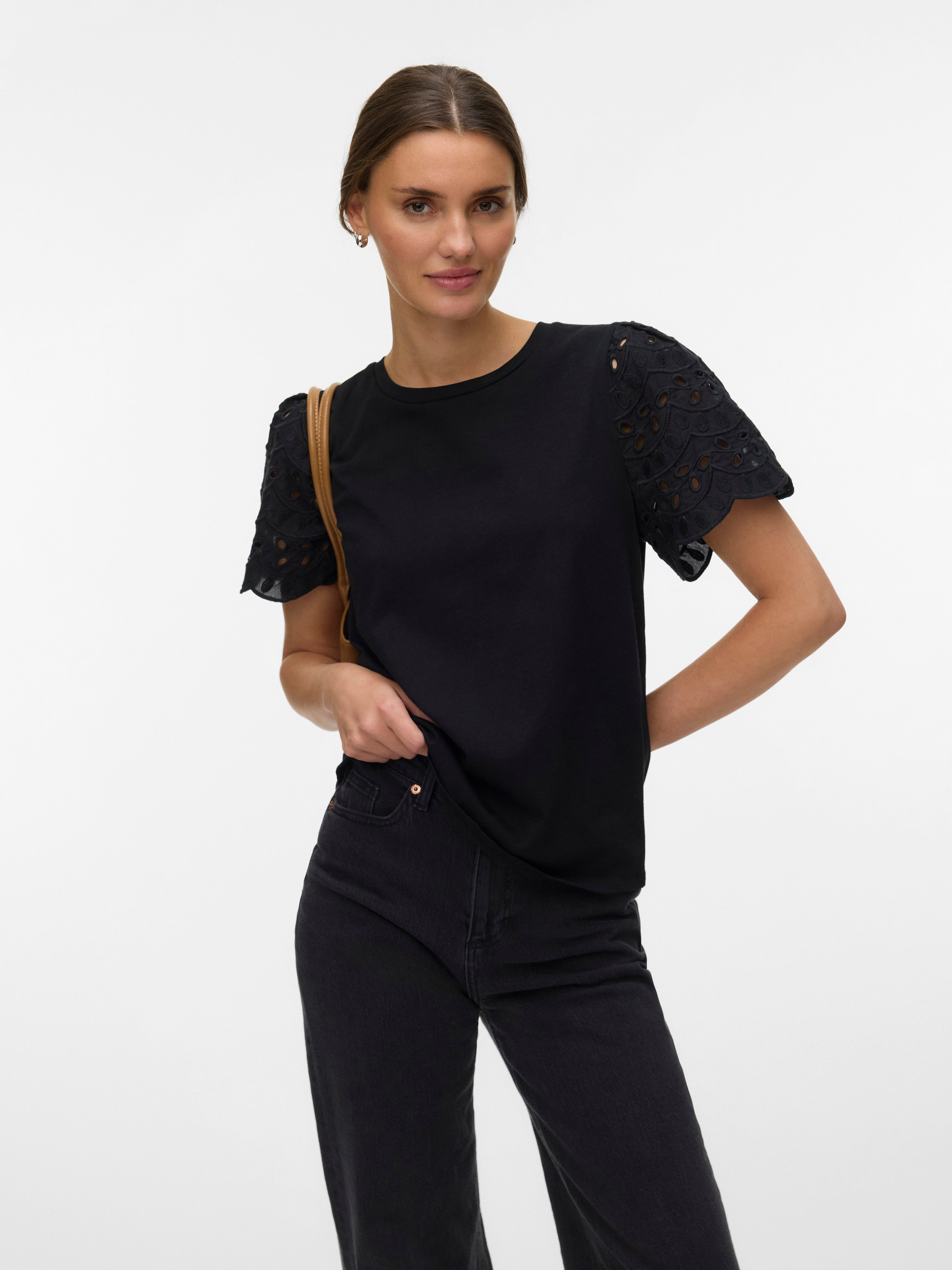 VERO MODA VMJASY o-neck top in black - Image 4