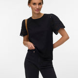 VERO MODA VMJASY o-neck top in black black lace - Image 4
