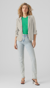VERO MODA VMJESMILO 3/4 loose blazer in silver lining - Image 4