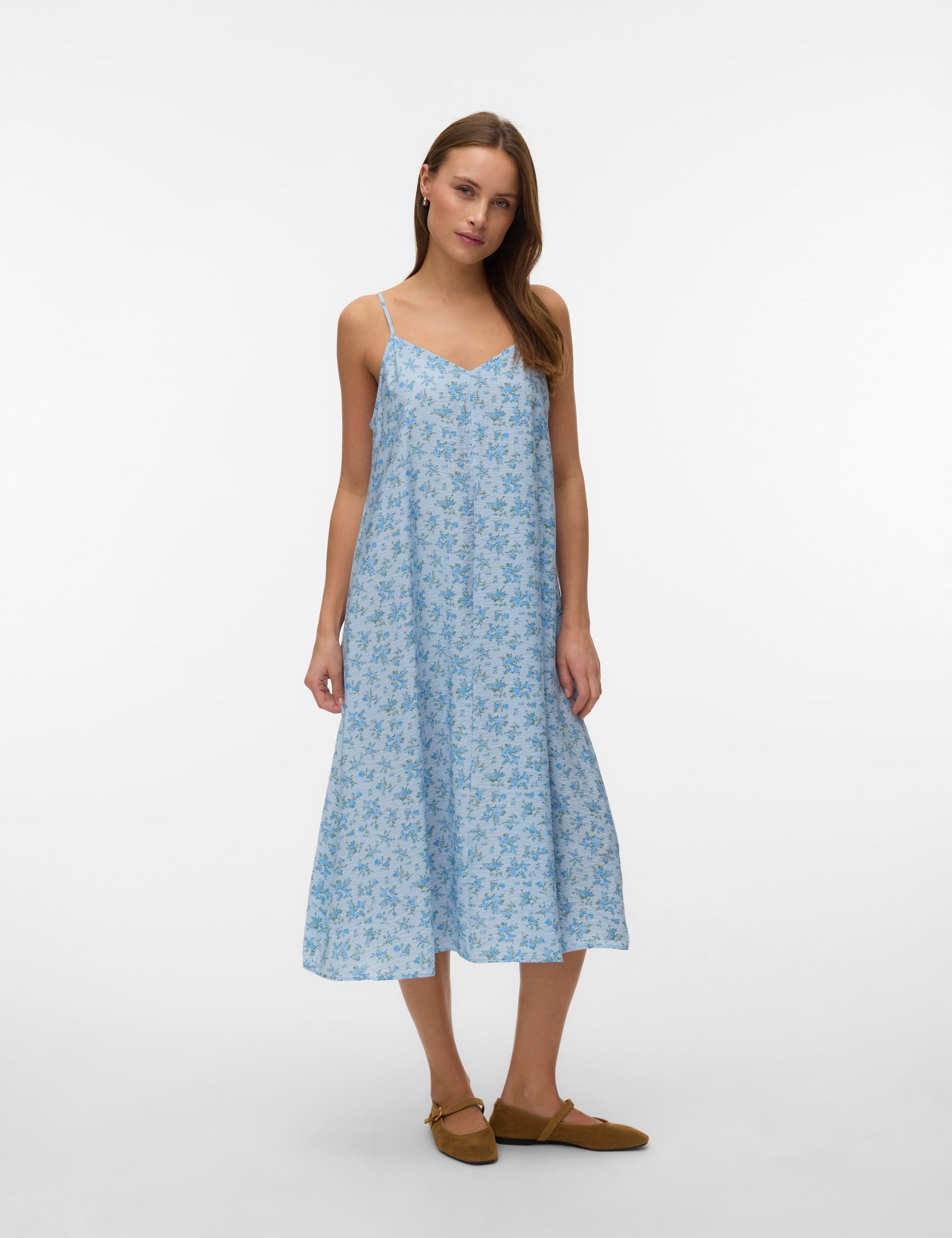 VERO MODA VMJOSIE calf singlet dress in cashmere blue blue molly - Image 1