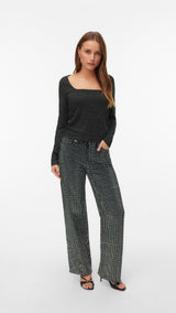 VERO MODA VMKANVA square neck top in black silver lurex - Image 1