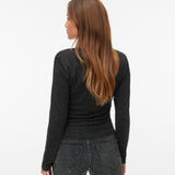 VERO MODA VMKANVA square neck top in black silver lurex - Image 2