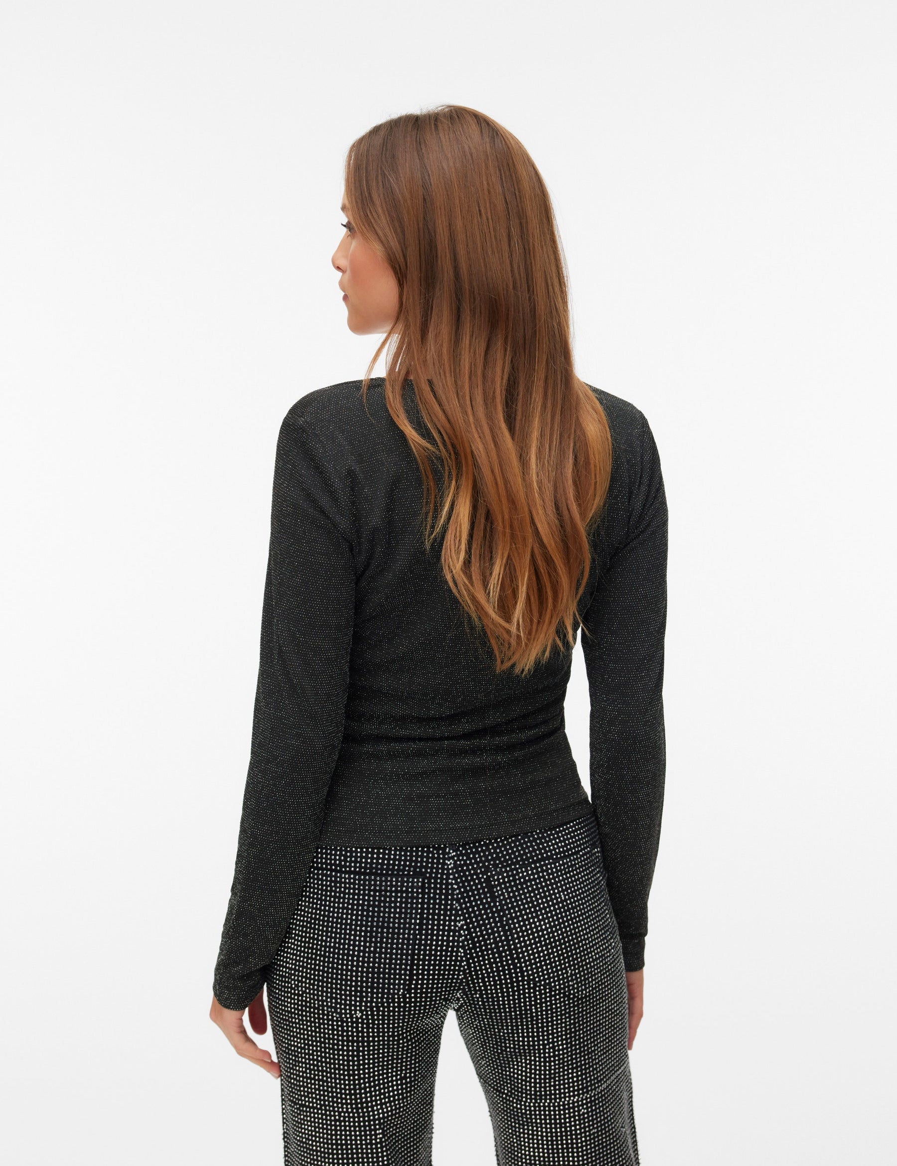 VERO MODA VMKANVA square neck top in black silver lurex - Image 2
