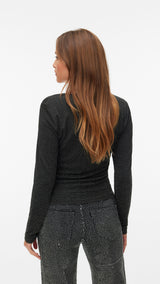 VERO MODA VMKANVA square neck top in black silver lurex - Image 2
