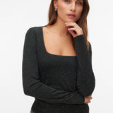 VERO MODA VMKANVA square neck top in black silver lurex - Image 4