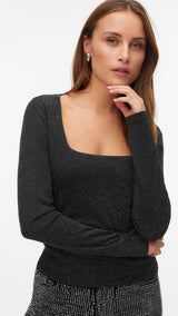 VERO MODA VMKANVA square neck top in black silver lurex - Image 4