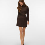 VERO MODA VMKATH short buttn cord dress in chocolate torte - Image 1