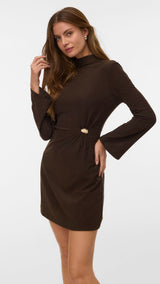 VERO MODA VMKATH short buttn cord dress in chocolate torte - Image 4