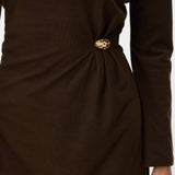 VERO MODA VMKATH short buttn cord dress in chocolate torte - Image 5