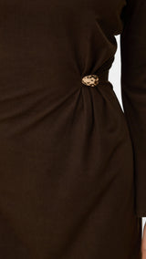 VERO MODA VMKATH short buttn cord dress in chocolate torte - Image 5