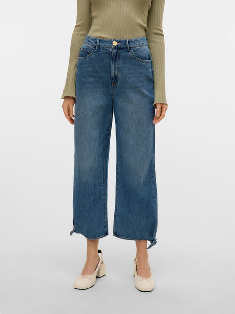 VERO MODA VMKATHY wide cropped jeans in medium blue