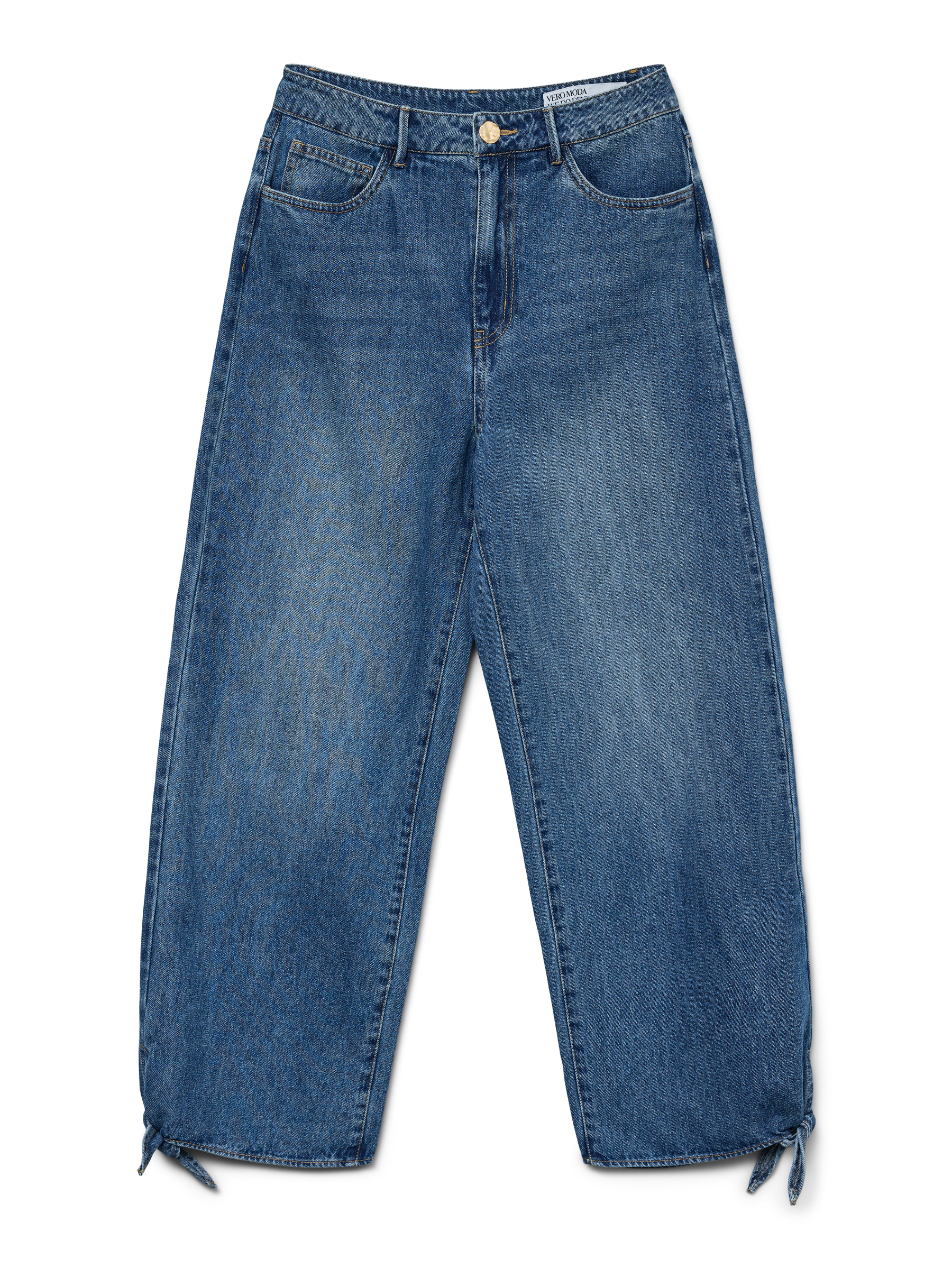 VERO MODA VMKATHY wide cropped jeans in medium blue - Image 3