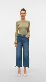 VERO MODA VMKATHY wide cropped jeans in medium blue - Image 5