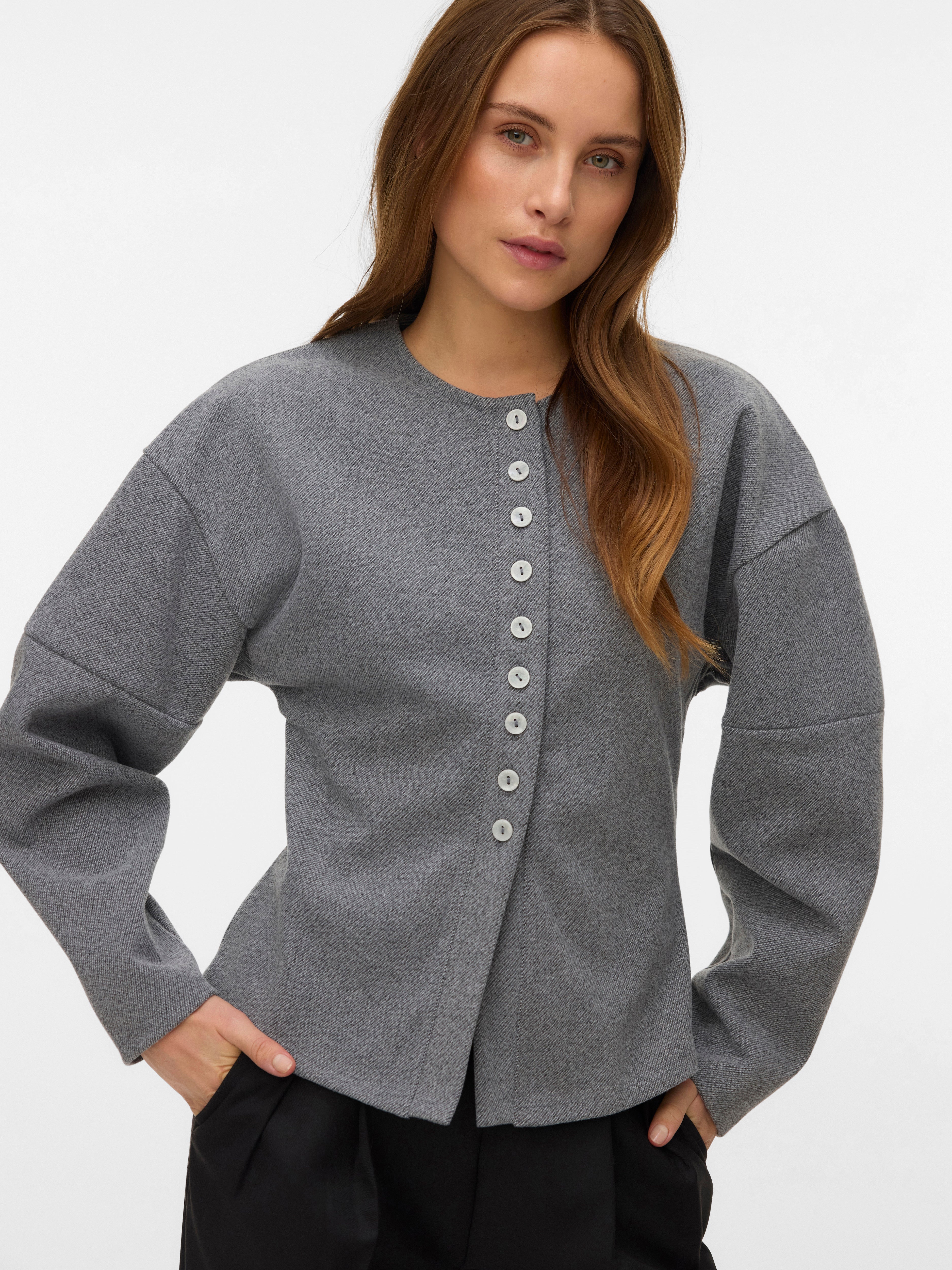 VERO MODA VMKLEA o-neck cardigan - silver mink melange