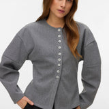 VERO MODA VMKLEA o-neck cardigan - medium grey melange