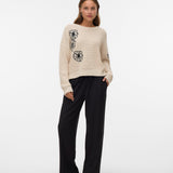 VERO MODA VMLAURA o-neck pullover boo in birch w. black - Image 1