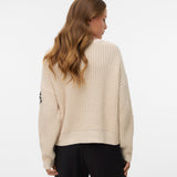 VERO MODA VMLAURA o-neck pullover boo in birch w. black - Image 2