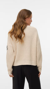 VERO MODA VMLAURA o-neck pullover boo in birch w. black - Image 2