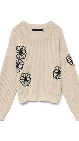 VERO MODA VMLAURA o-neck pullover boo in birch w. black - Image 3