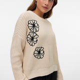 VERO MODA VMLAURA o-neck pullover boo in birch w. black - Image 4