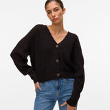VERO MODA VMLEA v-neck cuff cardigan in black - Image 1